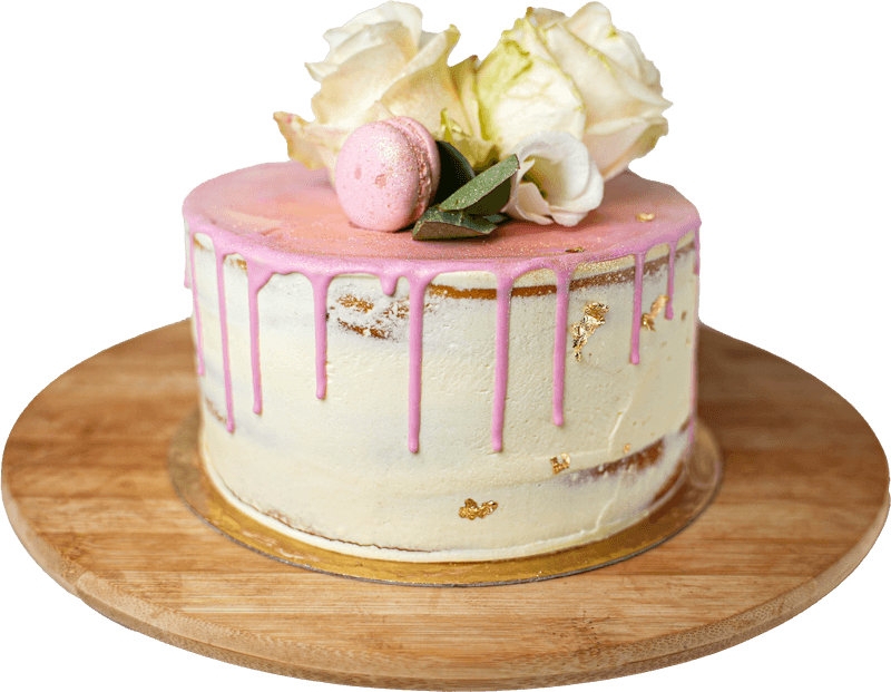 Handgemaakte bruidstaart met bloemen, gebakken door Bake My Day Groningen.