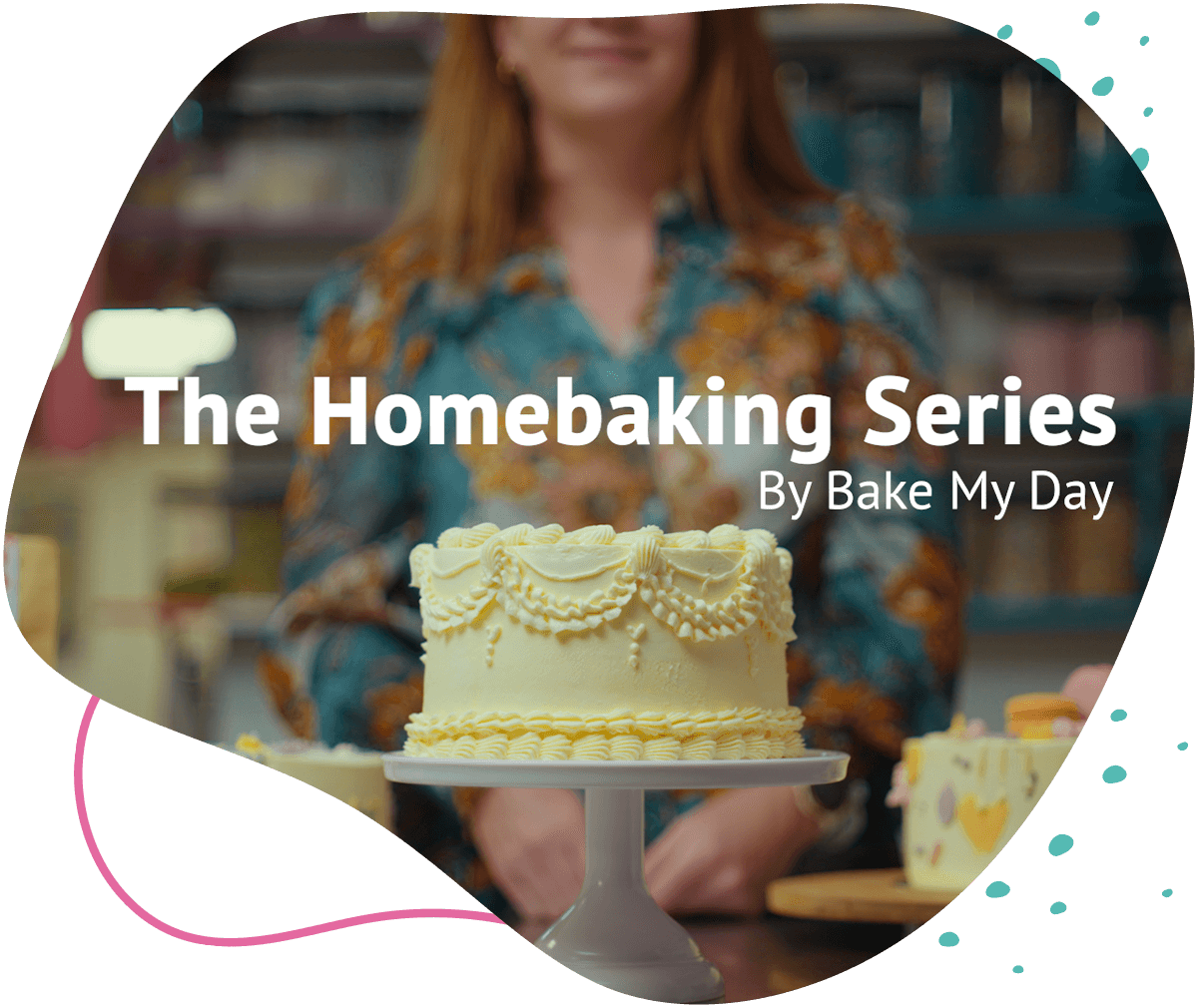 Online bakworkshop van Bake My Day Groningen waarin taarten worden gemaakt en gedecoreerd met de Home Baking Series.